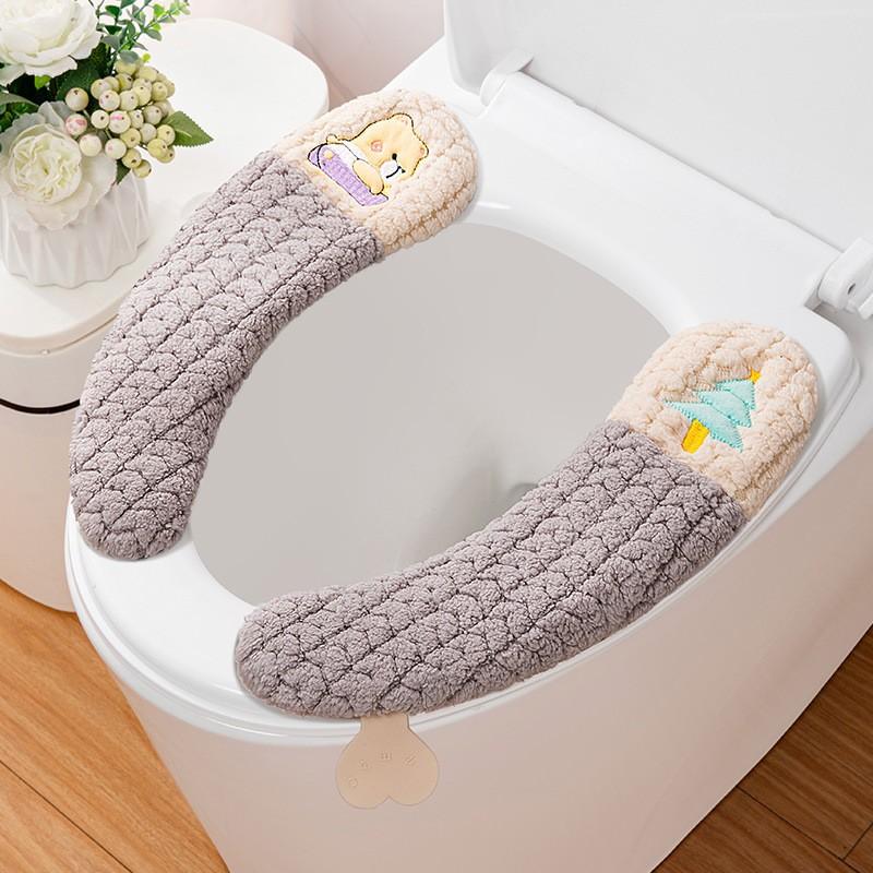 Adhesive Type Toilet Cushion Winter Toilet Cover Toilet Cushion Toilet Sticker Washable and Thickened Bathroom Accessories