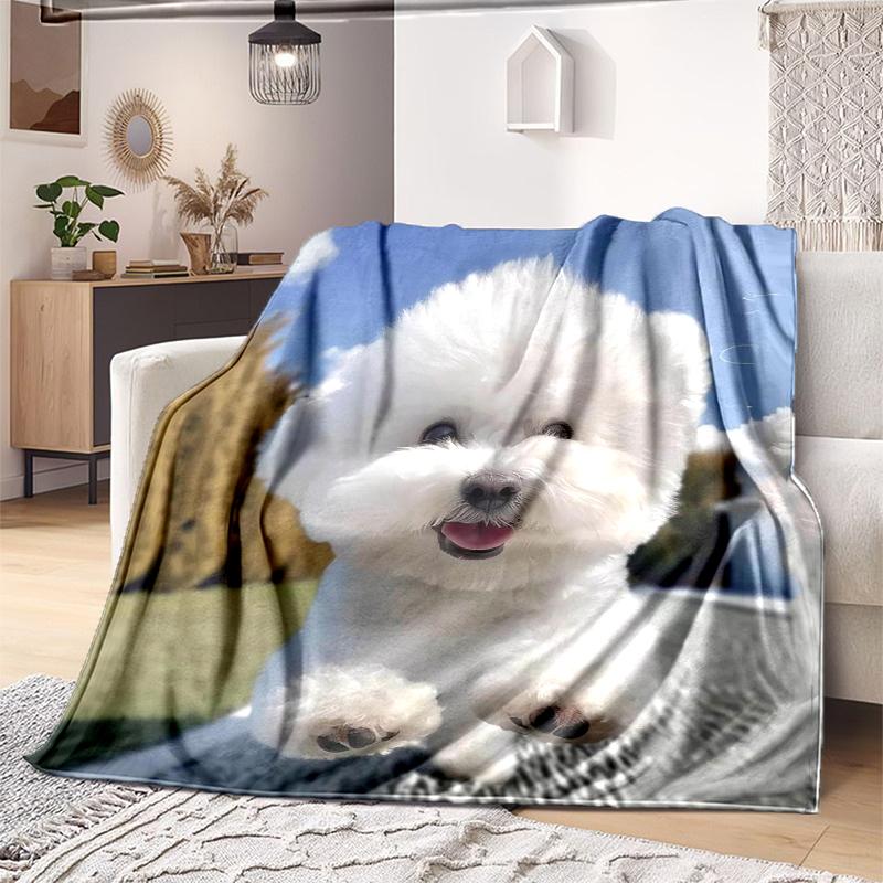 1PC Dog cute printed blanket, all season lightweight home office outdoor nap multifunctional blanket A3