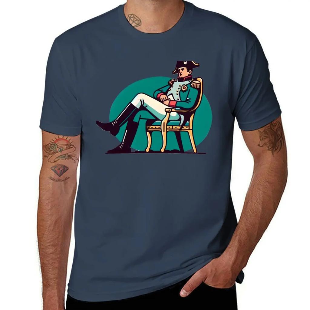 Napoleon Siting On Chair Drawing TShirt Cotton Graphic Tees New Edition Summer Top Anime Figures Mens Tshirts