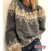 Women S Casual Loose Knit Jacquard Pullover Sweater