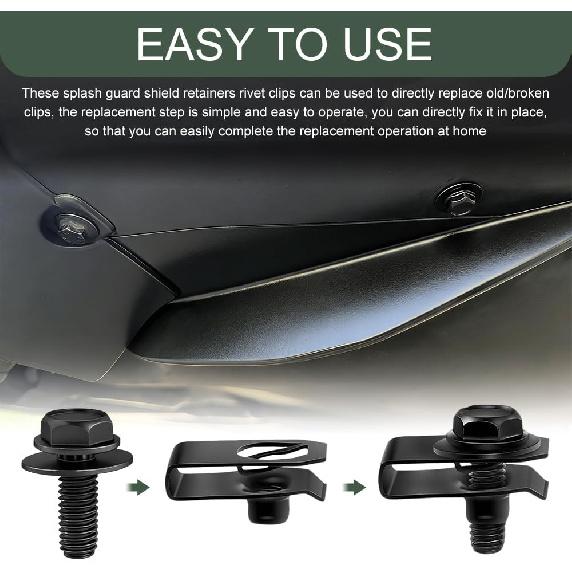 20PCS M6-1.0 Automotive Body Bolt & U-Nut Clips Kit, Bumper Clips, Bumper Fender Liner Push Pull Metal Rust-Resistant U Retainer, Engine Splash