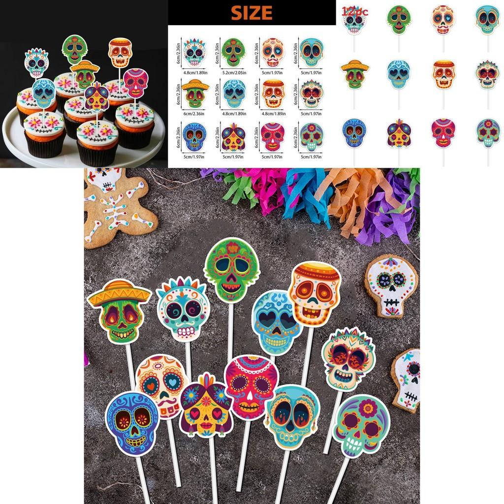 Halloween Skull Cake Topper Paper Party Decoration For Spooky Celebrations