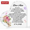 2D Flach, Geschenk von Tochter an Mama - Herzförmiges Andenken mit Nachricht „Liebe Mama“, 10,16 x 10,16 cm Glas-Effekt-Plakette für Muttertag, Geburtstag, Weihnachten