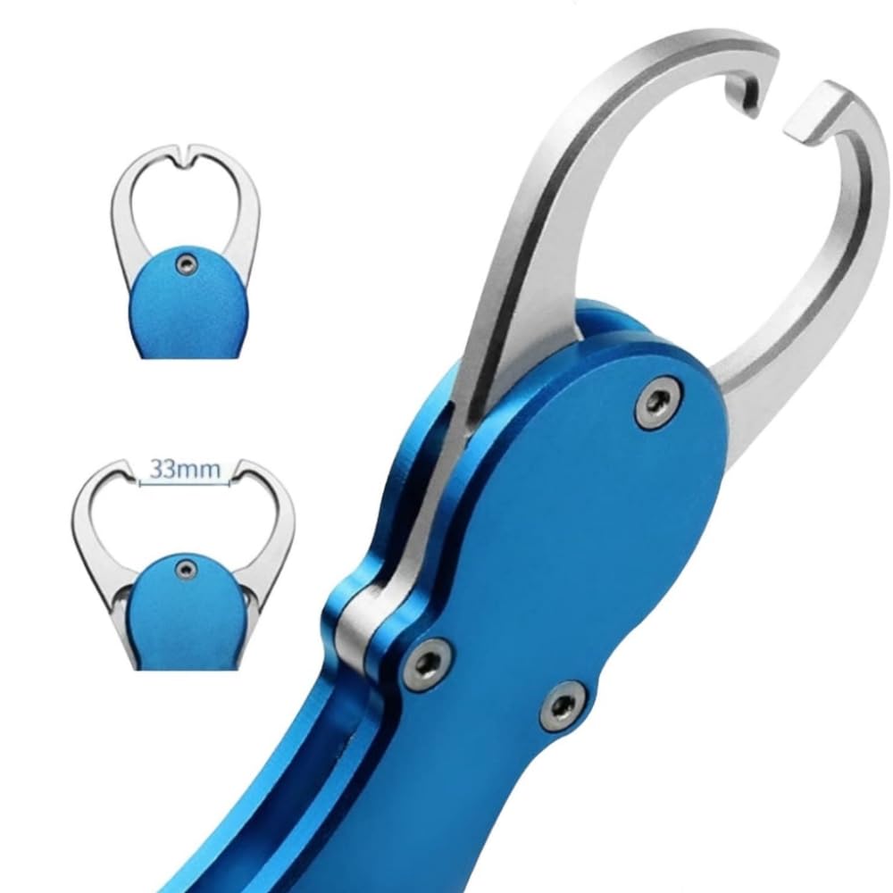 Fish Grip with Measuring Function, 360-Degree Rotation, Non-Slip, Convenient Fishing Tackle (Blue)