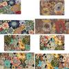Floral Long Runner Kitchen & Entryway Doormat - Dirt-Resistant Decorative Floor Mat