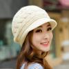 Ear Protection Women Beret Cap Winter Thicken Knit Hat Striper Knitted Cap  Autumn Winter