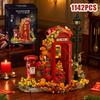 Kreative Vintage Telefonzelle Mit Ewiger Blume Bausteine Stadt Klassische Telefonzelle DIY Steine Spielzeug Mädchen Valentinstagsgeschenk