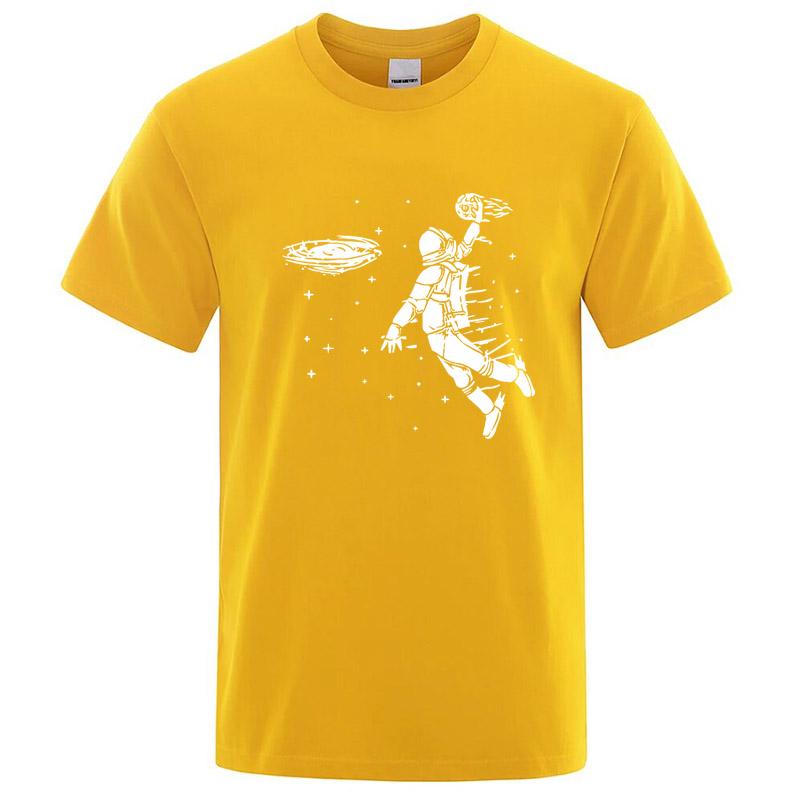 Summer Mens Tshirt High Quality 100 Cotton Funny Astronaut Print Casual Loose Cool Men Casual Loose Oneck Men Tshirt Tee Top