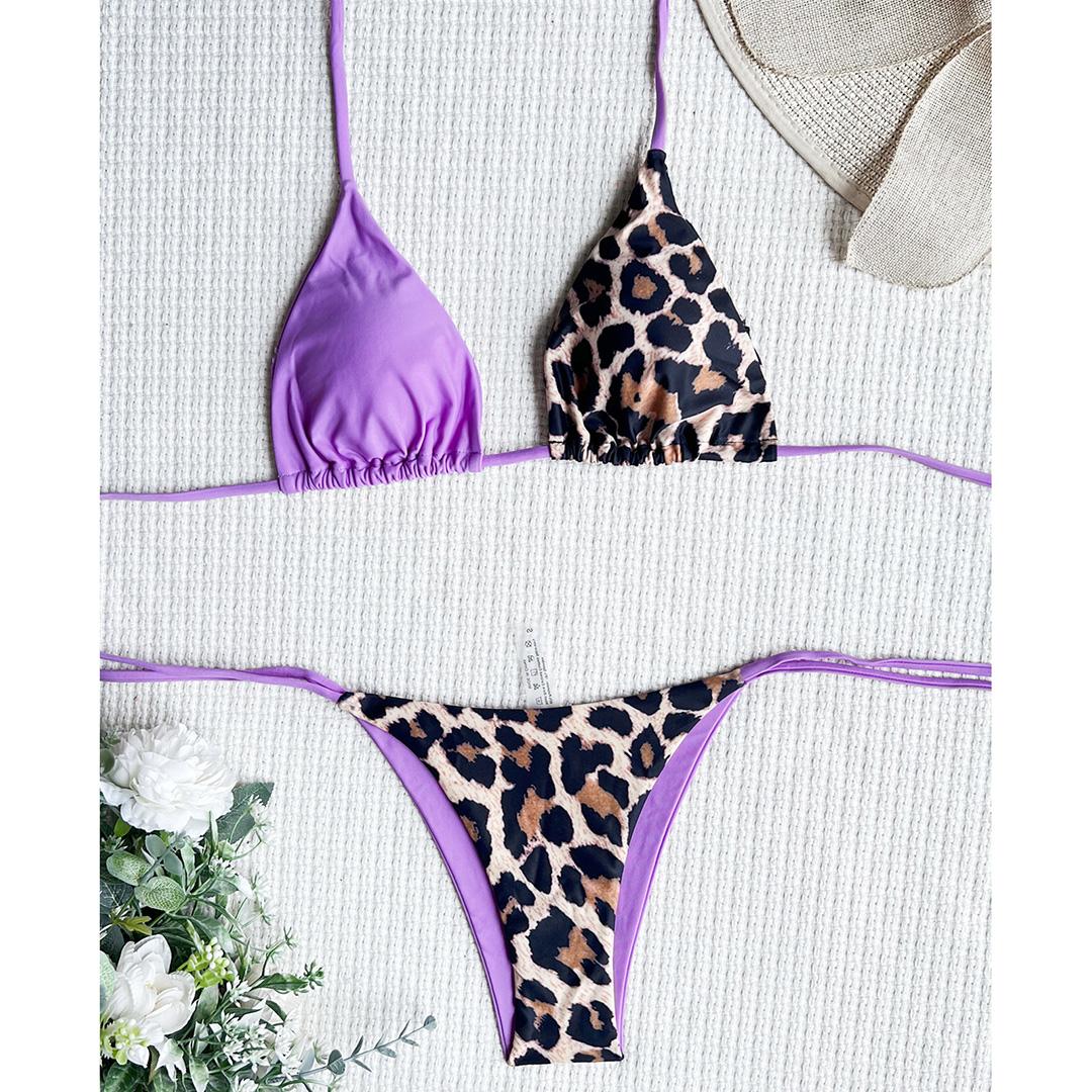 

Жіночий купальник з леопардовим бікіні з 10-ма кольорами. Жіночий купальний костюм із двох частин. Комплект бікіні. Купальний костюм для купання. M леопардовий/фіолетовий