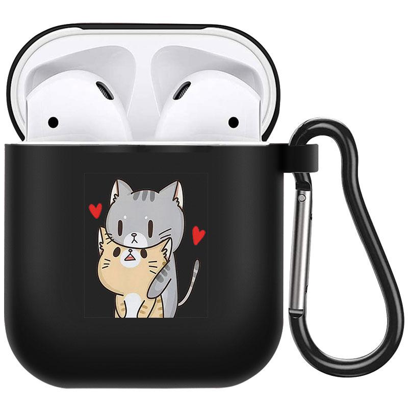 קריקטורה חמוד חיות מחמד כלב חתול בעל חיים ינשוף צמח פרחי אפל עבור אפל AirPods 2 3 כיסויי אוזניות חסינות זעזועים שחורות AirPods Pro Funds Cover