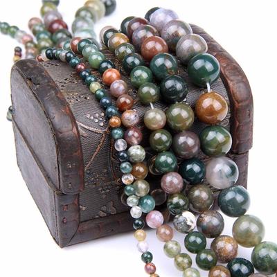 Natural India Agate Gemstone Round Loose Spacer Beads 16 Strand 4 6 8 10 12mm