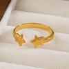 Stainless Steel Symmetry Five-Pointed Star Rings for Women Men Simplicity Adjustable Opening Rings Fashion Party Jewelry Gifts