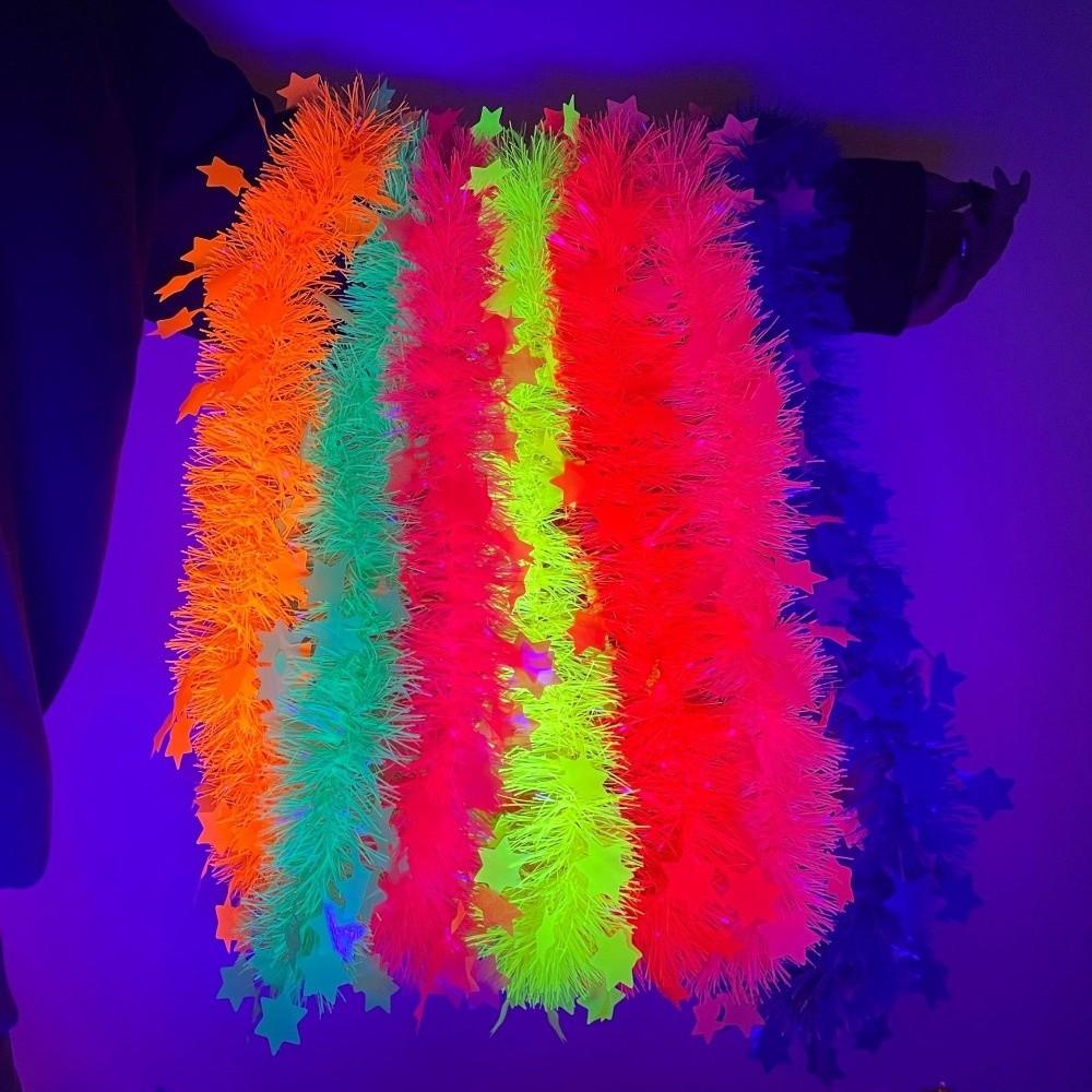 5pcs Glowing Large Fluorescent Garland Necklaces Five Star Lightweight Plastic Garland Birthdays