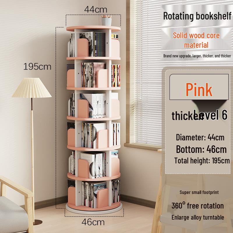 Solid Wood Rotating Bookshelf and Toy Storage for Kids