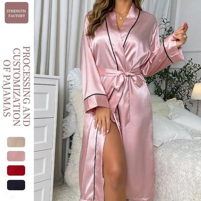 Women's Summer Ice Silk Bathrobe - Thin, Stylish, Sexy Cardigan for Homewear.
