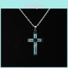 Geometric Cross Pendant Jewelry With Luminous Night Glow In Stainless Steel For Daily Wear