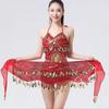 Women Belly Dance Belt Hip Scarf, Bellydance Hip Scarf Skirt Belly Dance Waist Chain with Gold Coins Belly Dance Cloth
