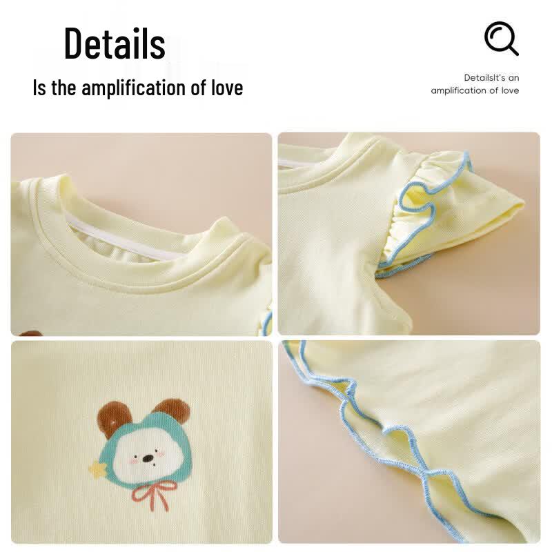 MS.PUALA Baby Girl Cartoon Fly Sleeve Tank Top