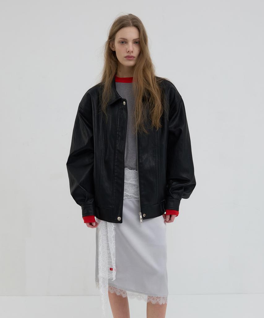 Overdueflair Vintage Leather Blouson Jacket_Black