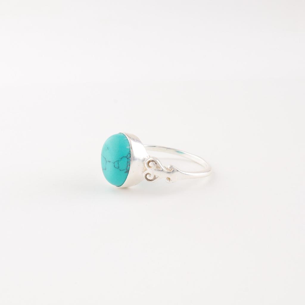 Natural Blue Turquoise Gemstone925 Sterling Silver Jewelry Handmade Ring For Her RR-66-34
