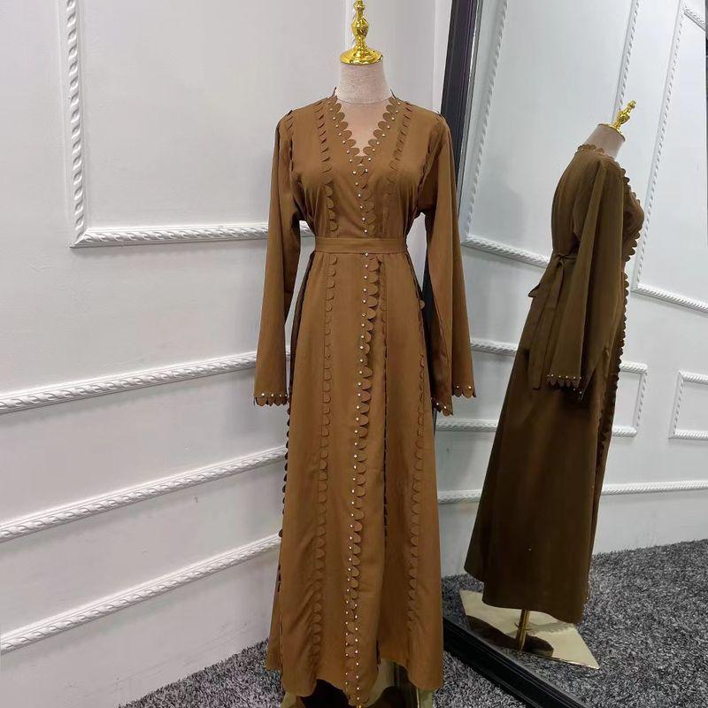 Fashion Handmade Beaded Cardigan Long Dress Party Belt Dress Nail Beaded Cardigan Dress