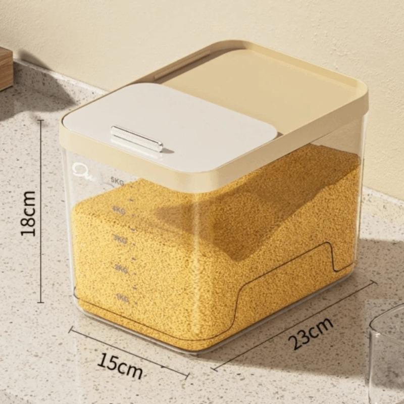 Sliding Lid Rice Storage Box New Plastic Food Grade Grain Bin Moisture Proof Multi-functional Rice Bucket Kitchen Food Storage Organizer