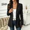 Giacca Casual da Donna a Righe con un Bottone, Giacca Traspirante da Lavoro Business Slim Fit, Cappotto a Maniche Lunghe con Collo a Lancia per l'Autunno