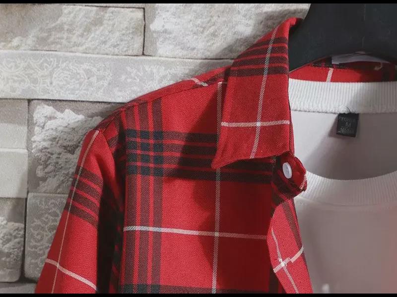 Męska koszula casual w stylu hongkońskim, w japońską kratę, modna, koreańska, z długim rękawem - Kolekcja wiosenno-jesienna