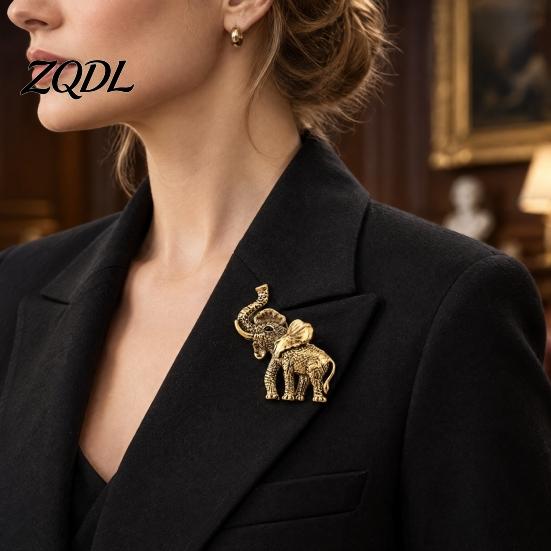 Alloy Brooch Pin Metal Elephant Pin, Golden Silver Plated Lapel Bags Decorative Animal Shapd Badge for Clothing Decoration Shape