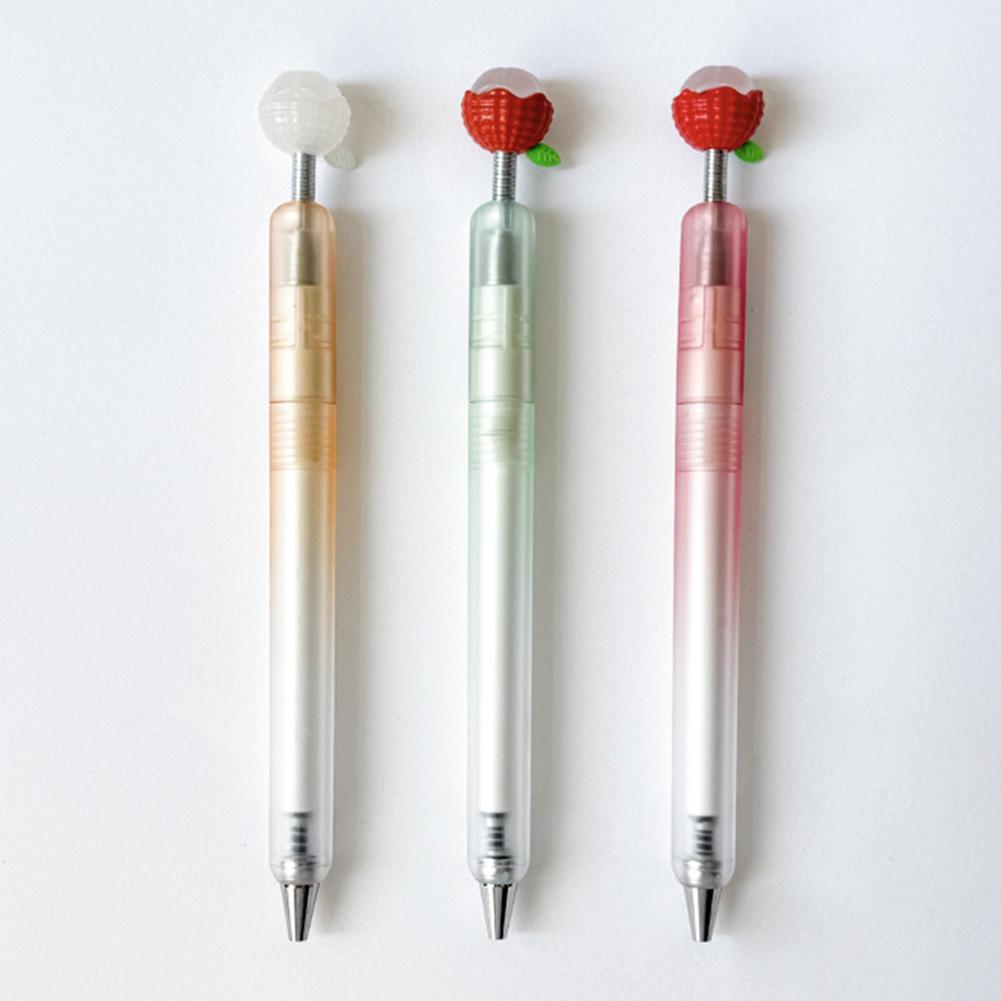 0.5mm Cute Fruit Gel Pens Black Ink Ballpoint Pen Retractable Stationery Supplies Fine Point Quick-Dry Ink Writing Tool