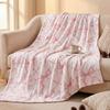 Watercolor Pink Bow Flannel Throw Blanket Aesthetic Coquette Ribbon Pattern Soft Lightweight Sofa Blanket