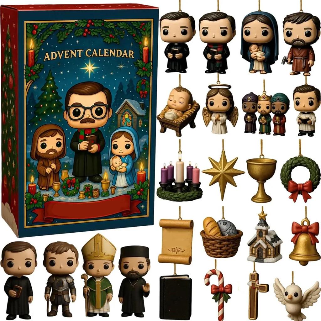 2D Plane+airplane Box +24PC Pastor Countdown  Box Christmas Advent Calendar