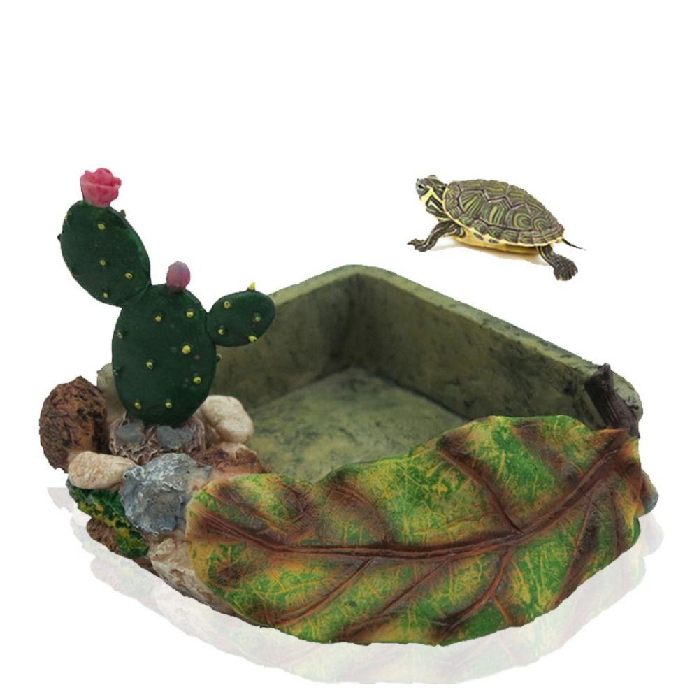 Artificial Turtle Dish Creative Pets Feeding Plate Fish Tank Ornaments Reptile Food Bowl  Lizard