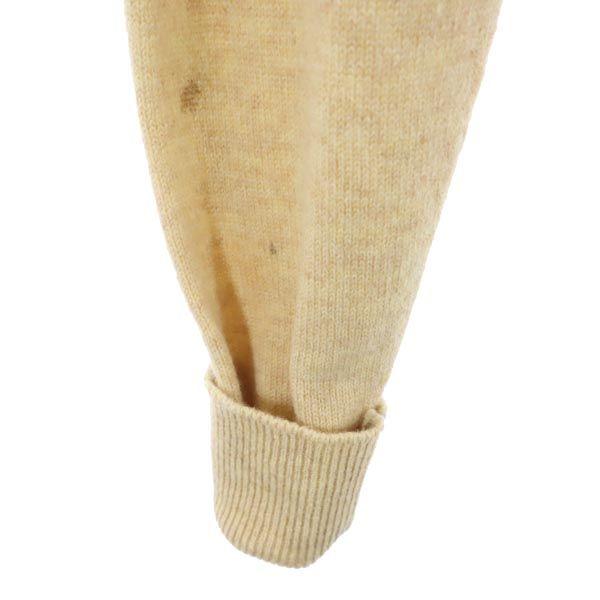 Lacoste 70s Vintage Wool Long Sleeve V Neck Knit 3 Beige Sweater Men's Used