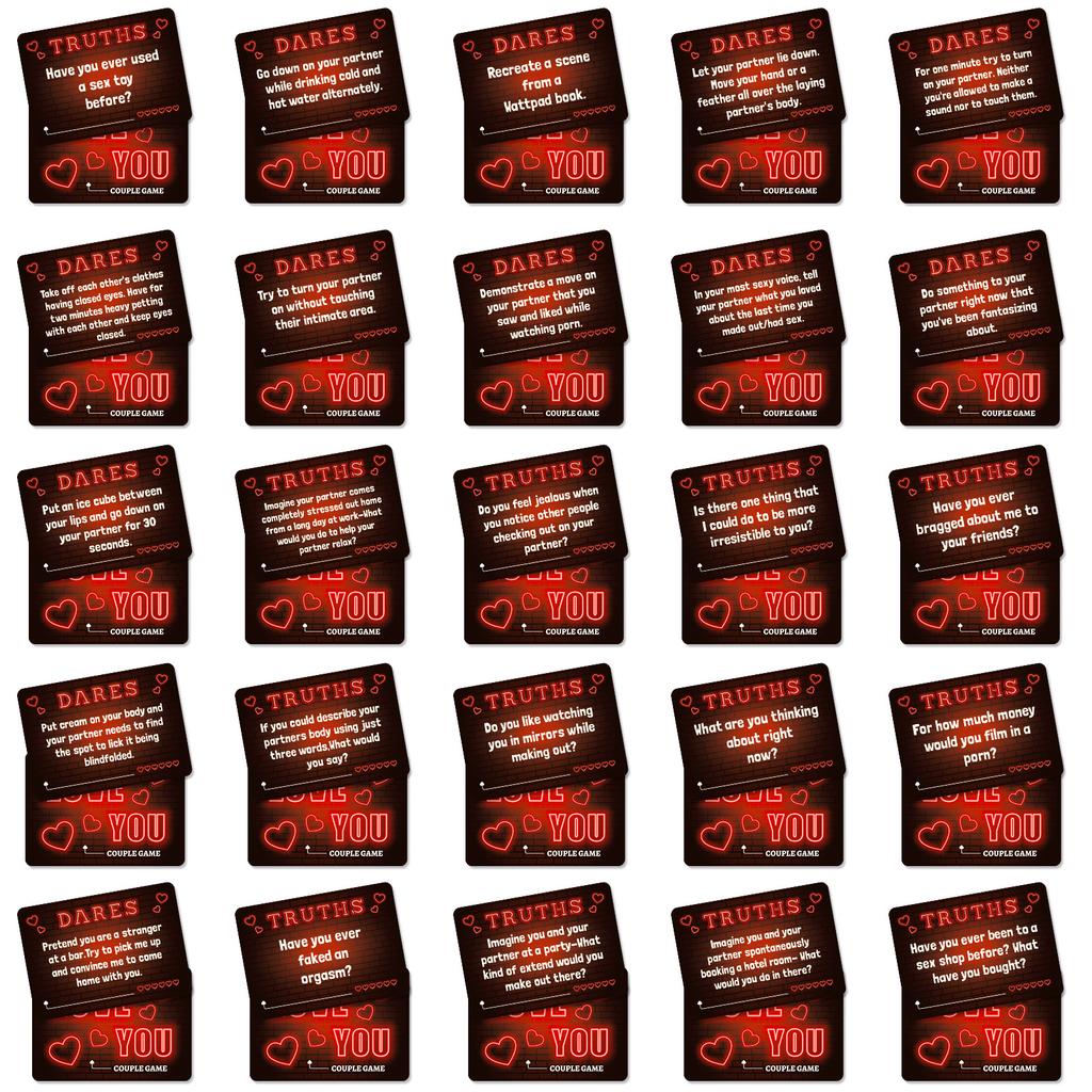 50Pcs/Set Adult Date Night Ideas Adult Couples Gathering Warm-up Board Card Decorative Birthday Valentine Collection Men Women
