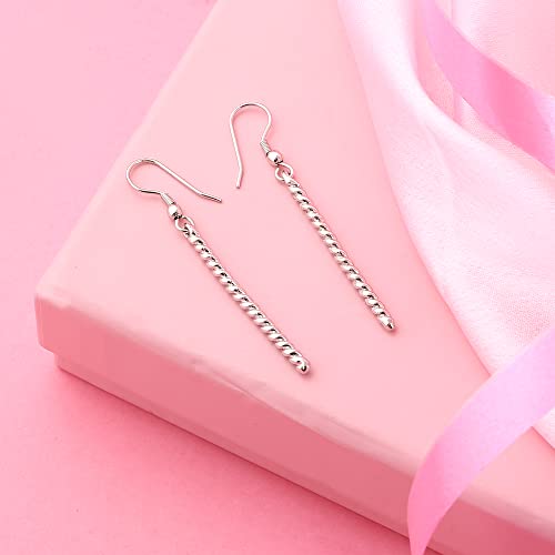 Estele Rhodium Plated Twisted Wire Dangle Earrings for Girl's and Women