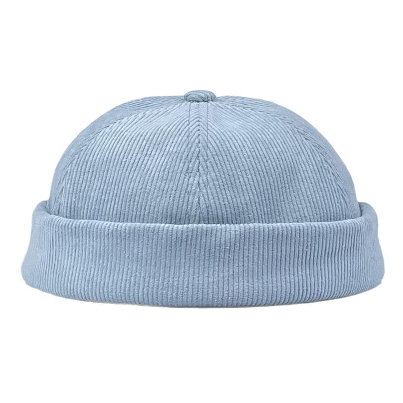 Einfarbige Corduroy Minimalistische Unisex Krempenlose Mütze Winddichte Beanie Melonenhautmützen, Vermieter Hüte, Hip Hop Hüte, Runde Hüte