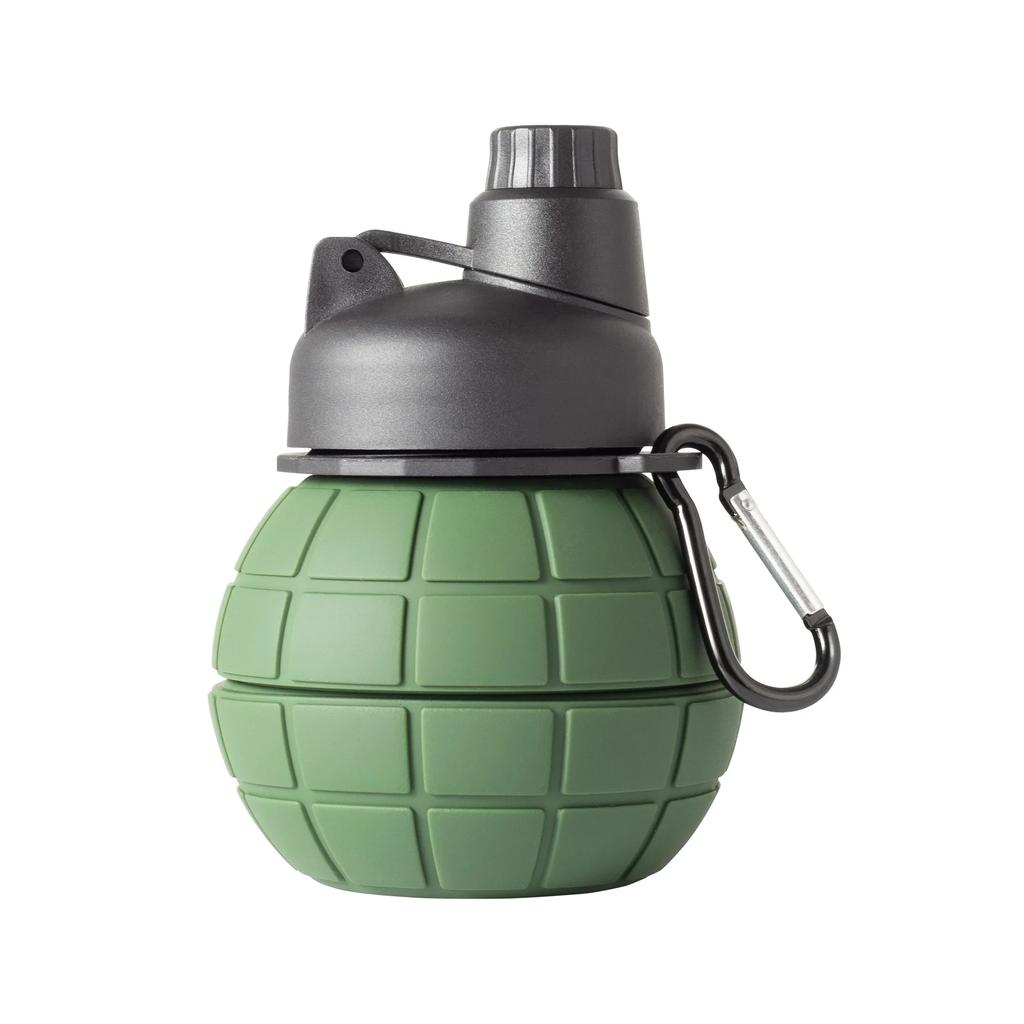 550ML Grenade Water Bottle Silicone Folding Water Cup Outdoor Fitness Activities Mountain Hiking Silicone Cup BPA Motivation Practical Use