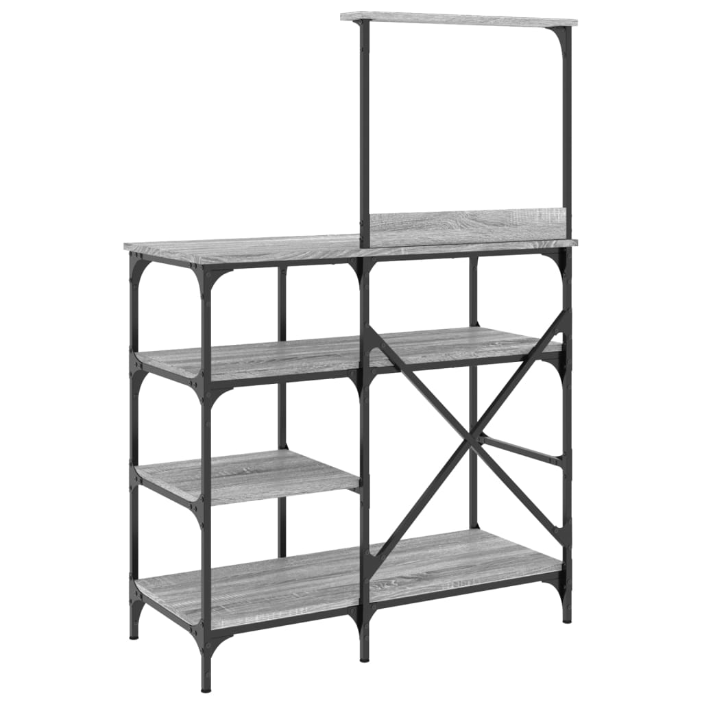 Baker s Shelf Gray Sonoma 90 x 40 x 132 cm Particleboard and Metal