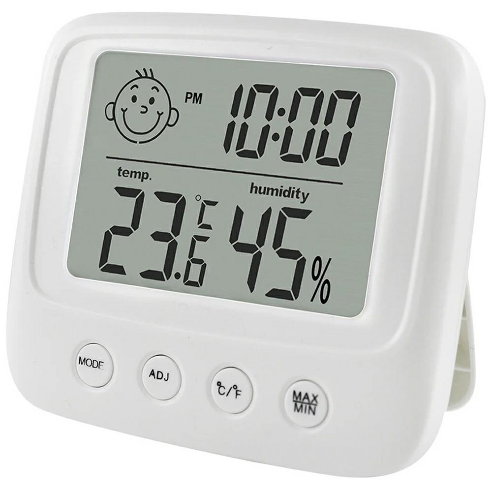 

E0828 Smile Face Digital Alarm Clock Multi-Function Household Thermometer Hygrometer (No Backlit) A
