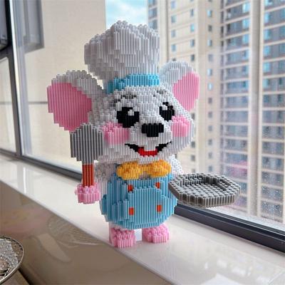 New Chef Lovely Mouse Building Blocks Toy Small Particle Bricks 3D Model Desktop Ornament Children's Toy Gift