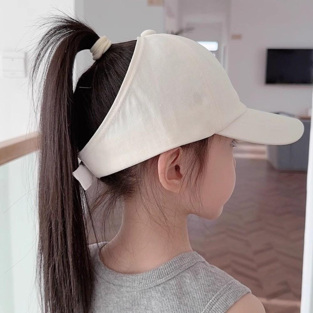 Solid Color Children's Baseball Cap High Ponytail Baby Peaked Cap Girl Kids Sun Hat  4-12 Years