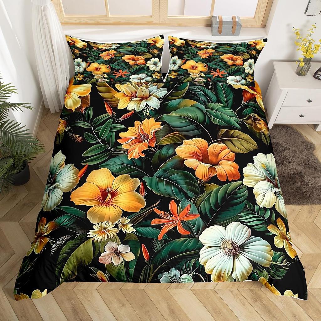 Comforter Peony Groovy Flower Floral Vintage Victorian Botanical Bedding Set Garden Petals Pastoral Plant Bed Set