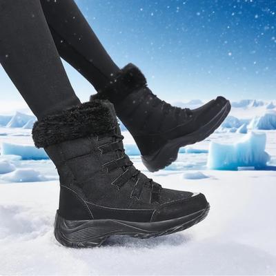 Damenstiefel Winter Hochwertige Warme Schneestiefel Schnürschuhe Bequem Modischer Stil Plüschschuhe Outdoor Wasserdichte Wanderschuhe