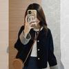 2026 Women's High-End Retro Plaid Corduroy Jacket for Spring/Autumn/Winter - Dark Blue