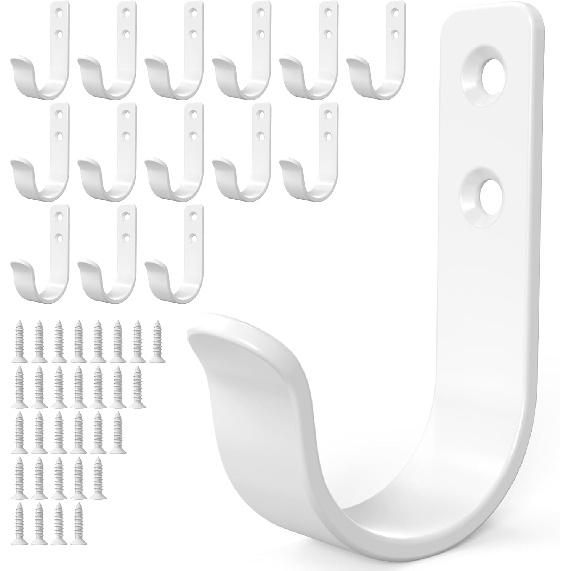 15-Pack Black Metal Wall Hooks, Heavy Duty Coat Hooks Wall Mounted for Hanging, Screw in Hooks for Towel, Clothing, Robe, Single Hooks for