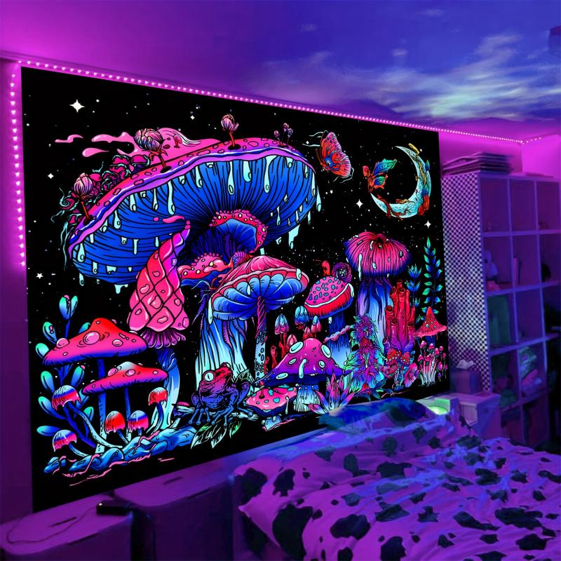 VIKAMA psychedelic mushroom fantasy forest tapestry bedroom bedside esports room bar party background tapestry atmosphere decor