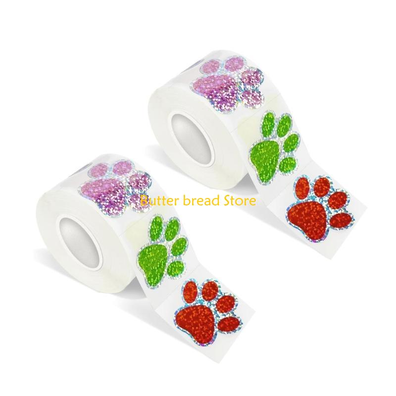 W89C 1000Pcs Glitter Dog Paw Sealing Stickers for Gift Bag Envelope  DIY Scrapbooking