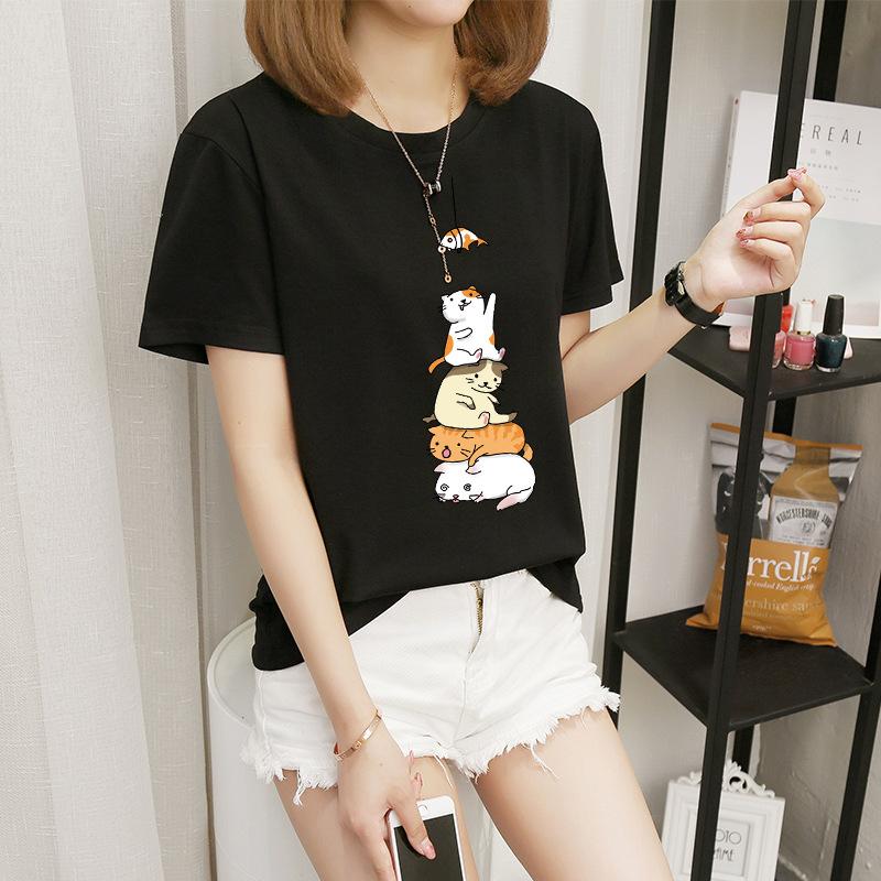 Women's short-sleeved t-shirt women's summer new Korean version cartoon student crew-neck bottoming shirt