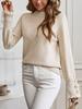 Autumn and Winter New Fashion Woman Sweater Half High Neck Loose Lace Patchwork Knit Top